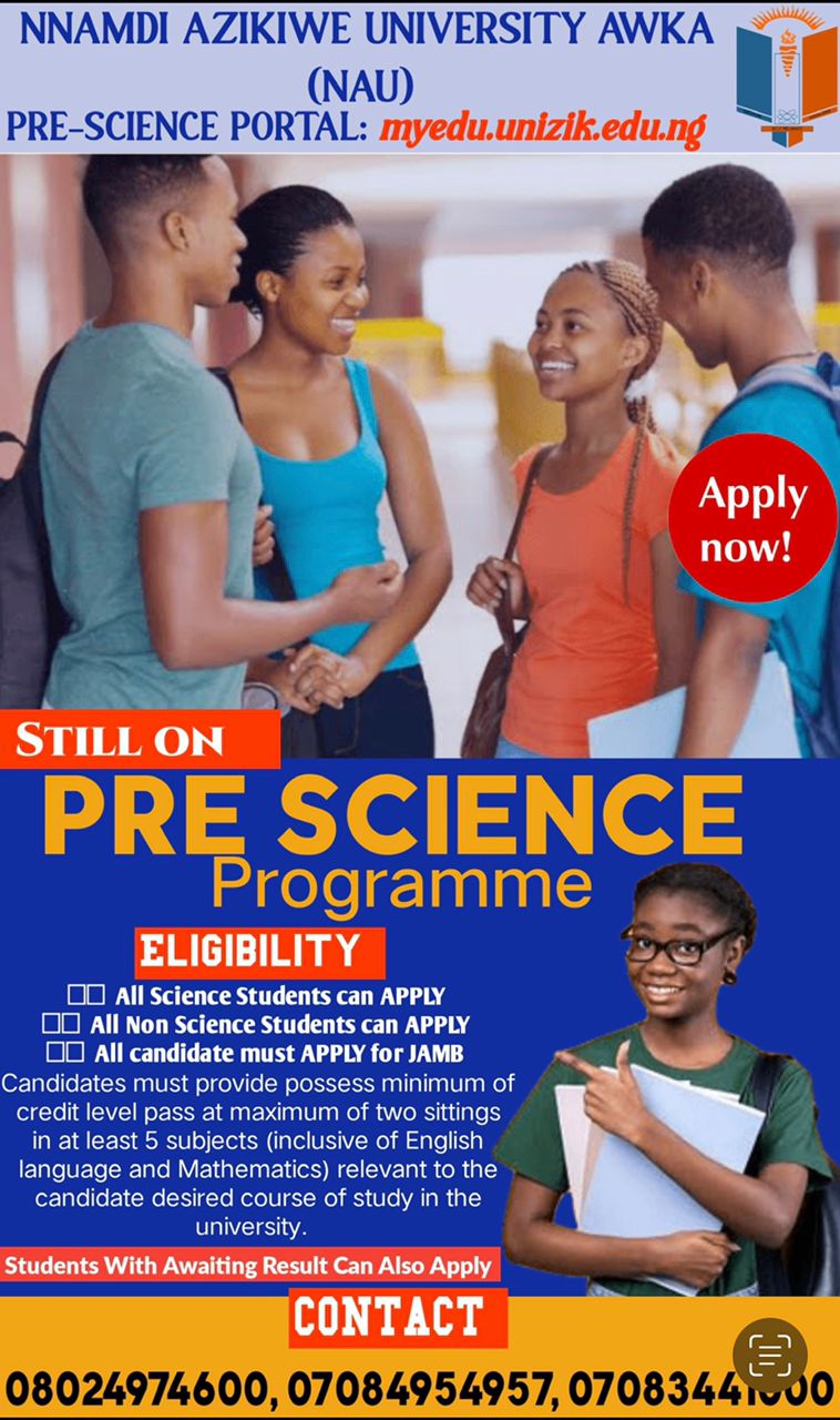 PreScience Form Still on Sale Nnamdi Azikiwe University