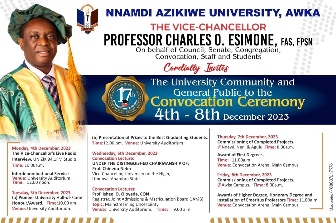17th Convocation Ceremonies Nnamdi Azikiwe University