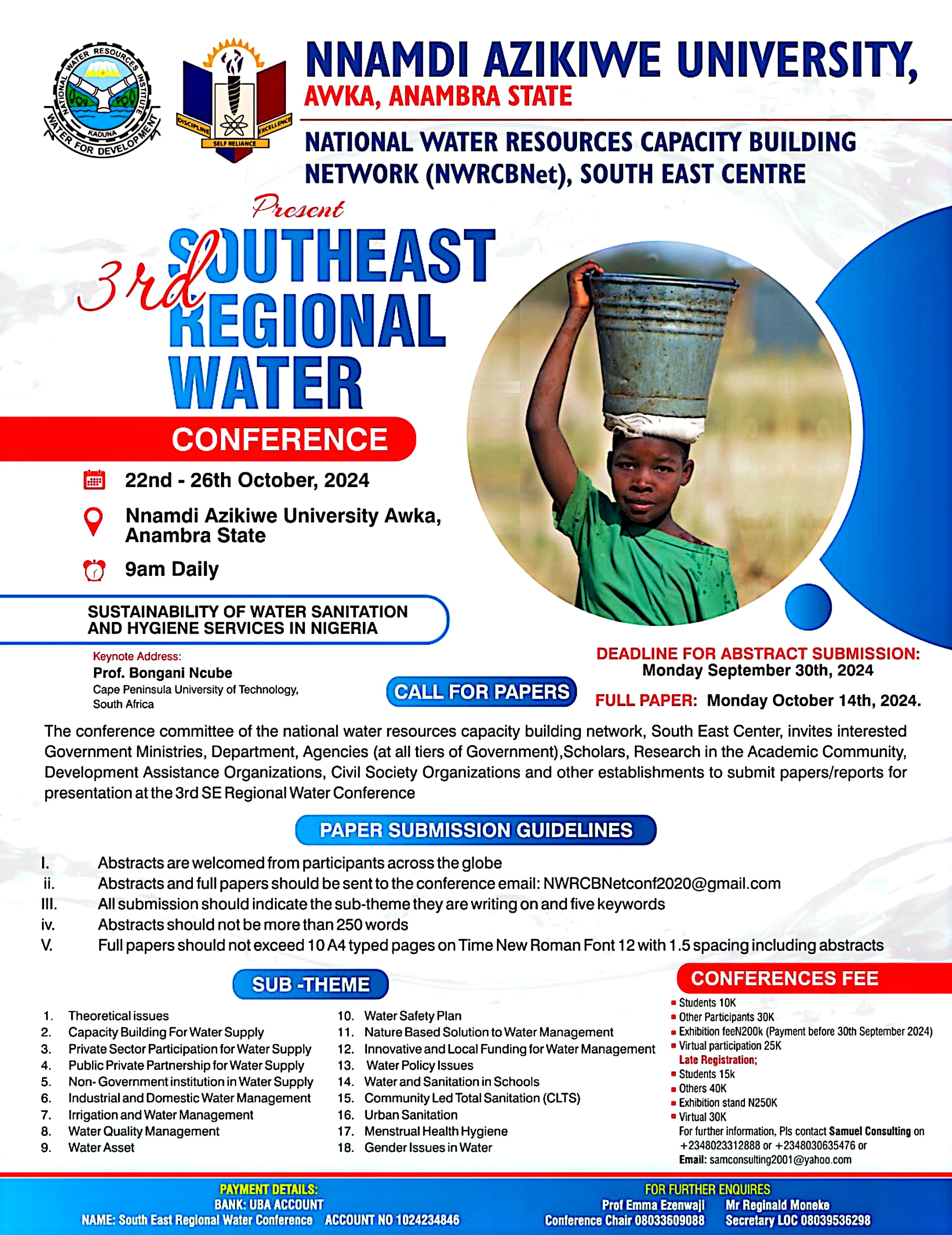 Hosting of 3rd Regional Water Conference: Sustainability Of Water Sanitation And Hygiene Services In Nigeria
