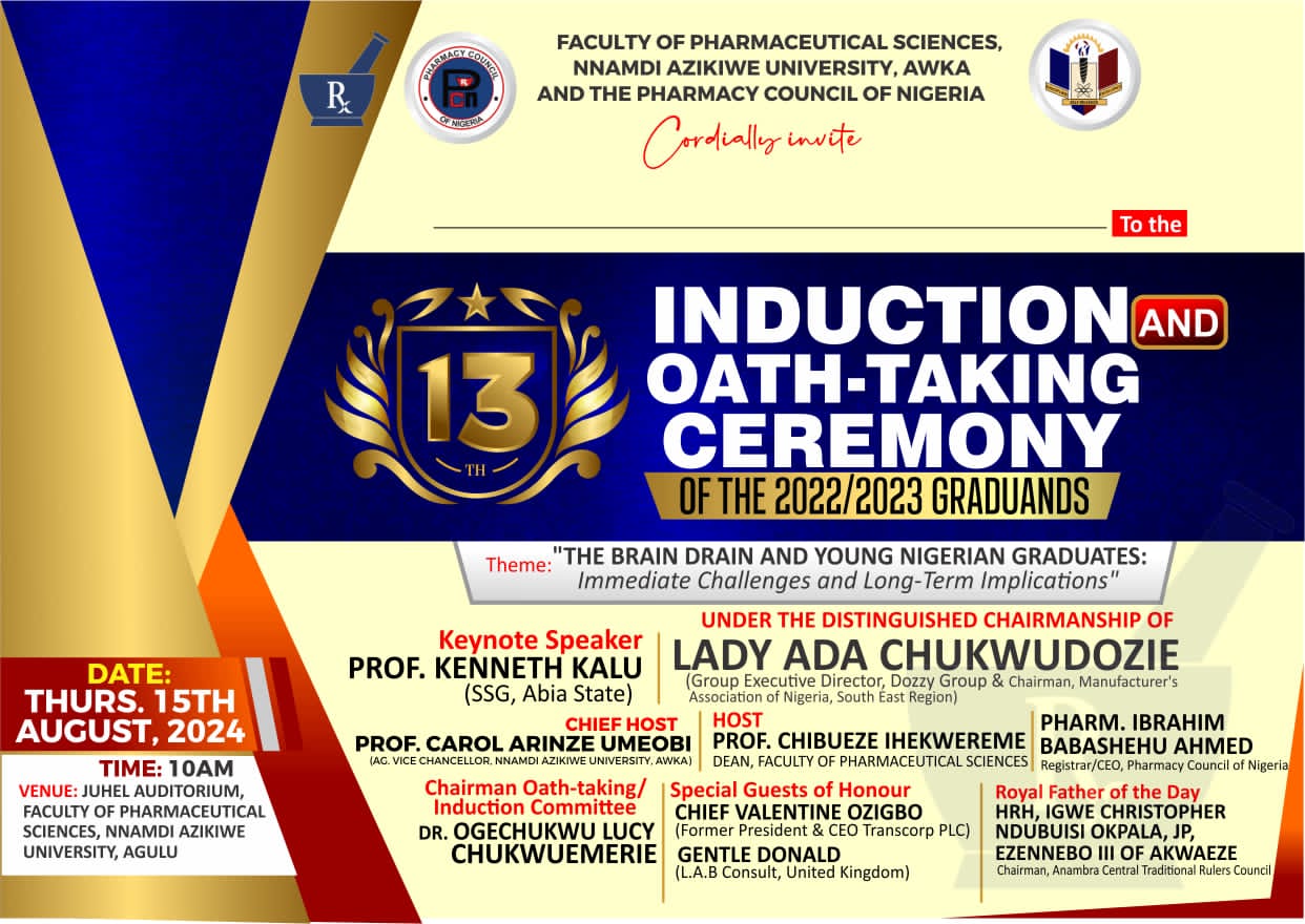 13TH INDUCTION AND OATH-TAKING CEREMONY OF THE 2022/2023 GRADUANDS OF THE FACULTY OF PHARMACEUTICAL SCIENCES