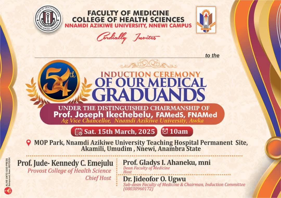 Invitation To The 54th Induction Of Medical Graduands