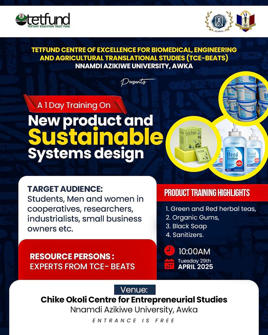 TETFund Centre of Excellence to Host One-Day Professional Training at UNIZIK