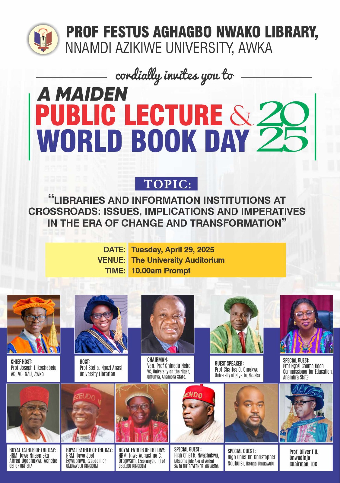 Invitation To The Maiden Public Lecture And World Book Day Celebration