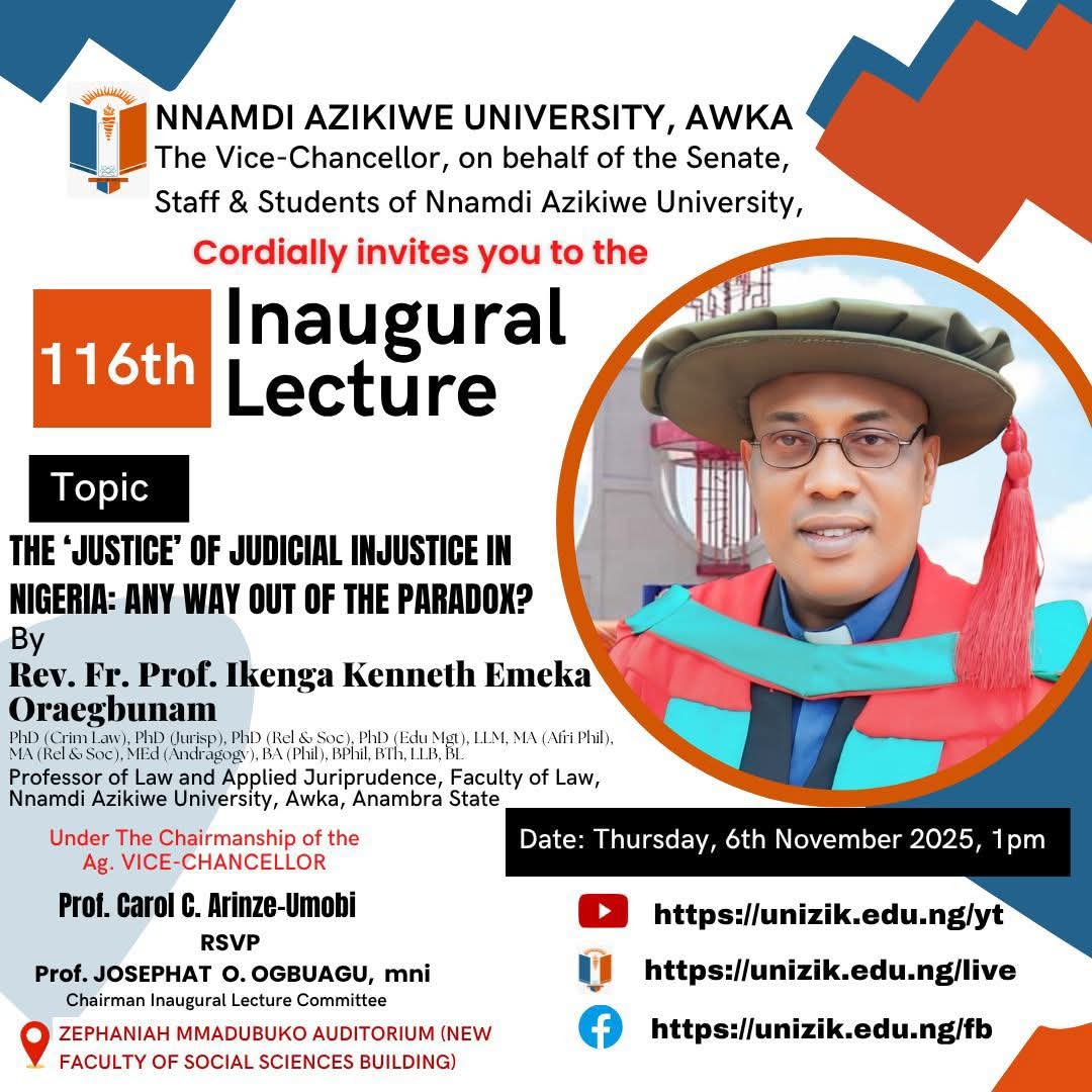 116TH INAUGURAL LECTURE
