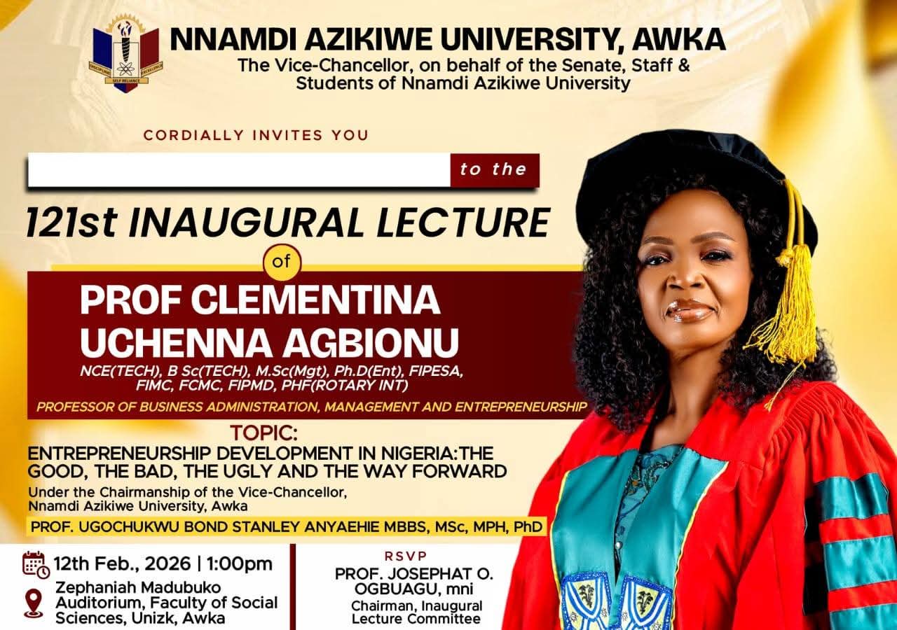 Professor Clementina Agbionu Charts A New Course At The 121st UNIZIK Inaugural lecture